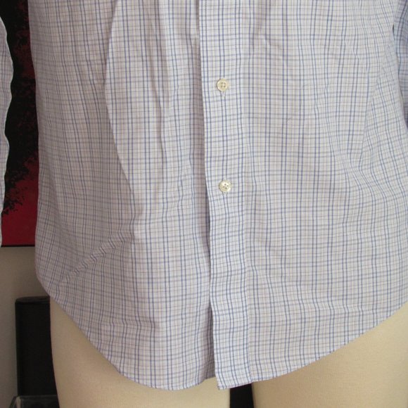 Brooks Brothers Milano Men's Shirt Blue White Checks Non-Iron 16-36 XL EUC - Picture 6 of 12